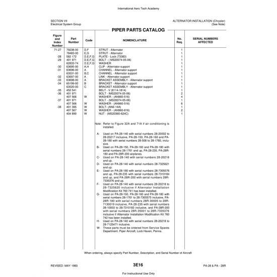 Aviation Part (79238-00) — Piper PA-28 Cherokee Aviation Part (79238-00) — Piper PA-28 Cherokee