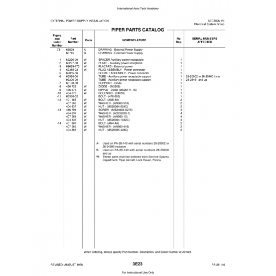 Aviation Part (99306-00) — Piper PA-28 Cherokee Aviation Part (99306-00) — Piper PA-28 Cherokee