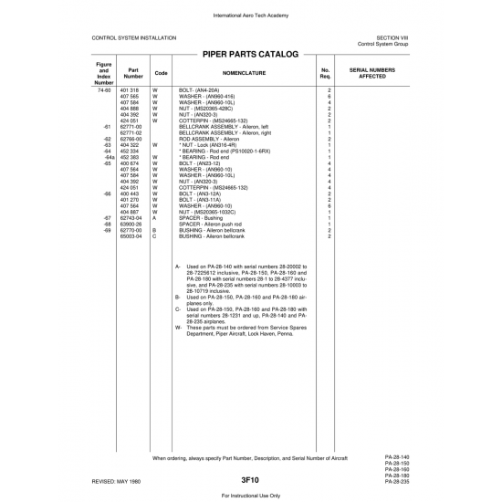 Aviation Part (65003-04) — Piper PA-28 Cherokee Aviation Part (65003-04) — Piper PA-28 Cherokee
