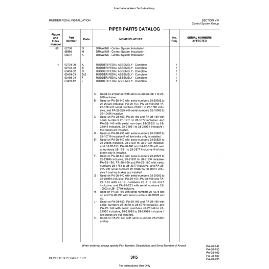 Aviation Part (63459-03) — Piper PA-28 Cherokee Aviation Part (63459-03) — Piper PA-28 Cherokee
