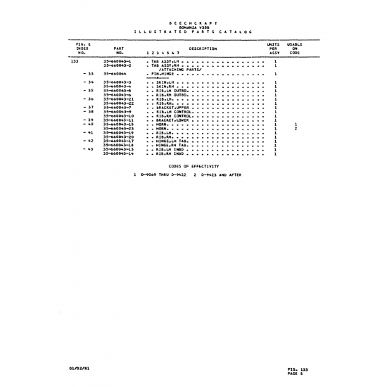 Aviation Part (D-s423) — Beechcraft V35