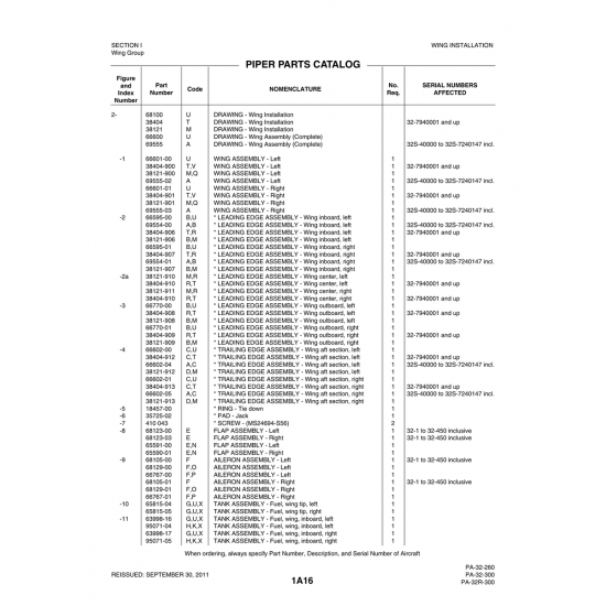 Aviation Part (68123-00) — Piper PA-32-260