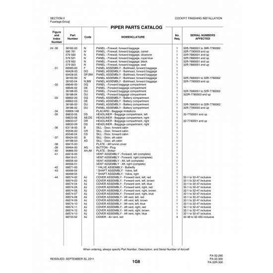 Aviation Part (69188-03) — Piper PA-32-260 Aviation Part (69188-03) — Piper PA-32-260