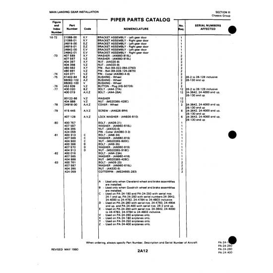 Aviation Part (21068-01) — Piper PA-32-260