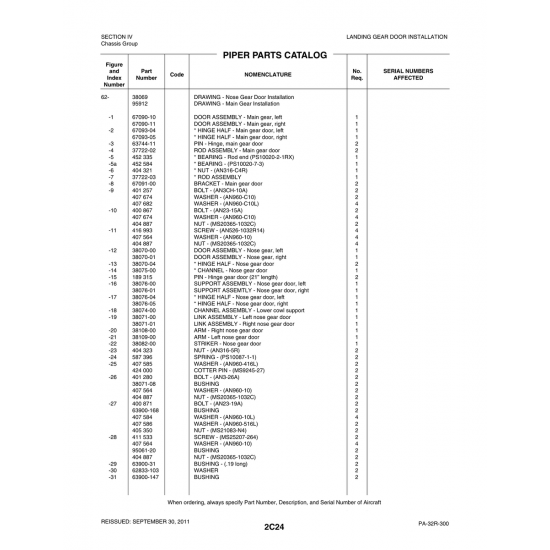 Aviation Part (38109-00) — Piper PA-32-260