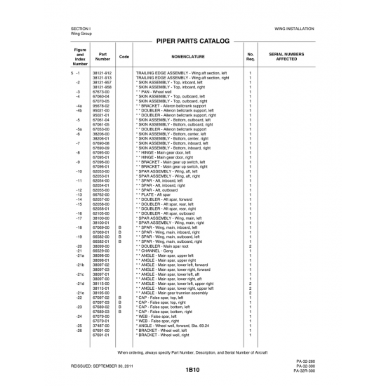 Aviation Part (38121-958) — Piper PA-32-260 Aviation Part (38121-958) — Piper PA-32-260