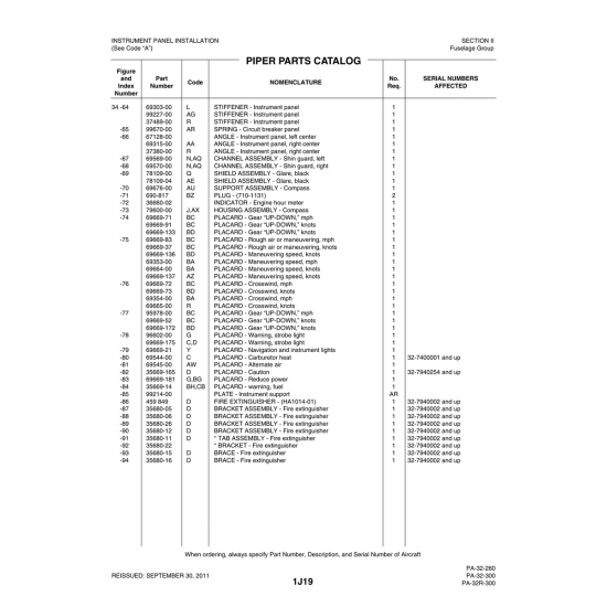 Aviation Part (69669-181) — Piper PA-32-260 Aviation Part (69669-181) — Piper PA-32-260
