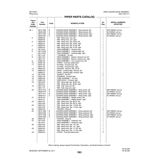 Aviation Part (38119-01) — Piper PA-32-260
