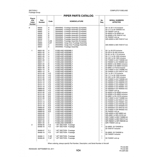 Aviation Part (99466-11) — Piper PA-32-260 Aviation Part (99466-11) — Piper PA-32-260