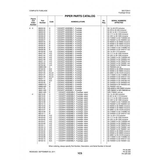 Aviation Part (69437-04) — Piper PA-32-260 Aviation Part (69437-04) — Piper PA-32-260
