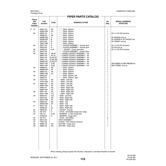 Aviation Part (68501-03) — Piper PA-32-260 Aviation Part (68501-03) — Piper PA-32-260