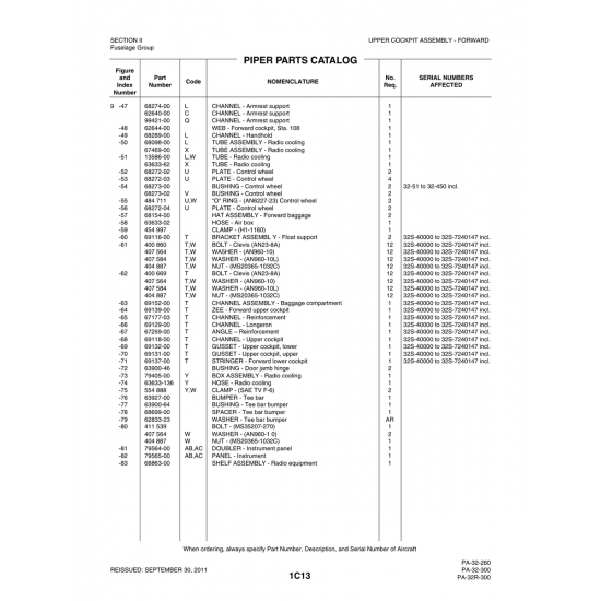 Aviation Part (79565-00) — Piper PA-32-260 Aviation Part (79565-00) — Piper PA-32-260