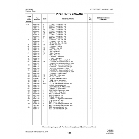 Aviation Part (68378-00) — Piper PA-32-260 Aviation Part (68378-00) — Piper PA-32-260