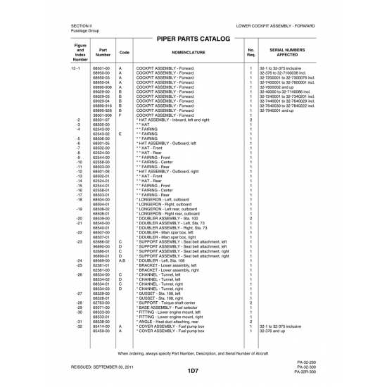Aviation Part (68506-00) — Piper PA-32-260 Aviation Part (68506-00) — Piper PA-32-260
