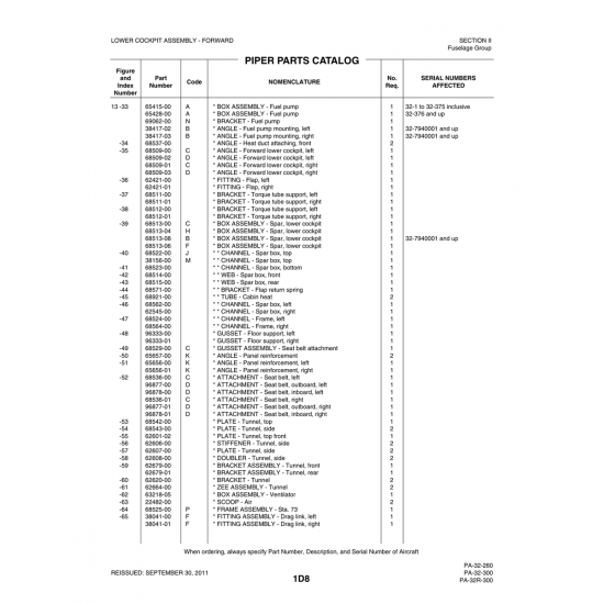 Aviation Part (68921-00) — Piper PA-32-260