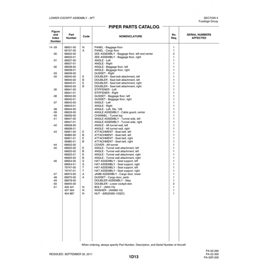 Aviation Part (96885-01) — Piper PA-32-260