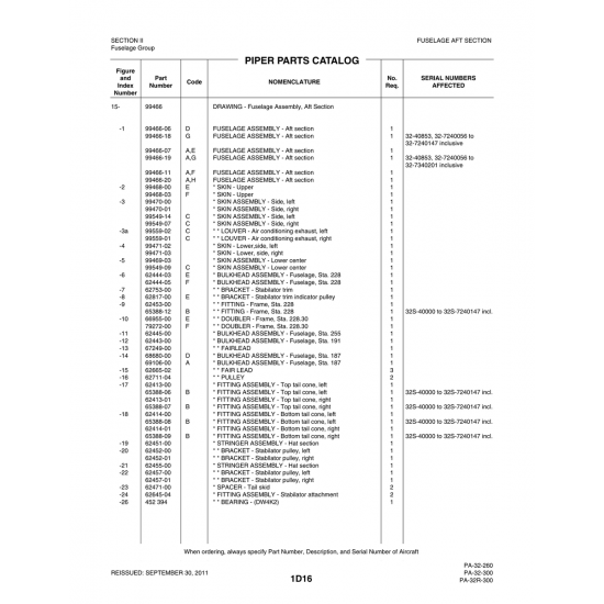 Aviation Part (99559-02) — Piper PA-32-260 Aviation Part (99559-02) — Piper PA-32-260