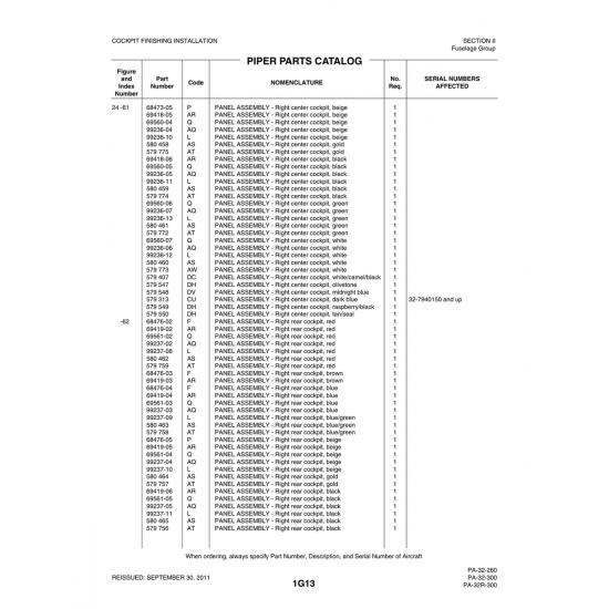 Aviation Part (99236-05) — Piper PA-32-260