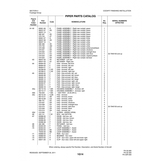 Aviation Part (99237-07) — Piper PA-32-260