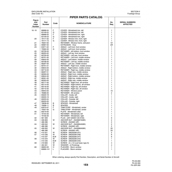 Aviation Part (89220-05) — Piper PA-32-260