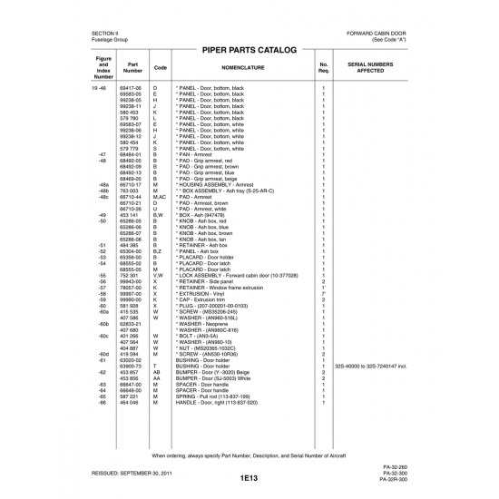 Aviation Part (69583-07) — Piper PA-32-260 Aviation Part (69583-07) — Piper PA-32-260
