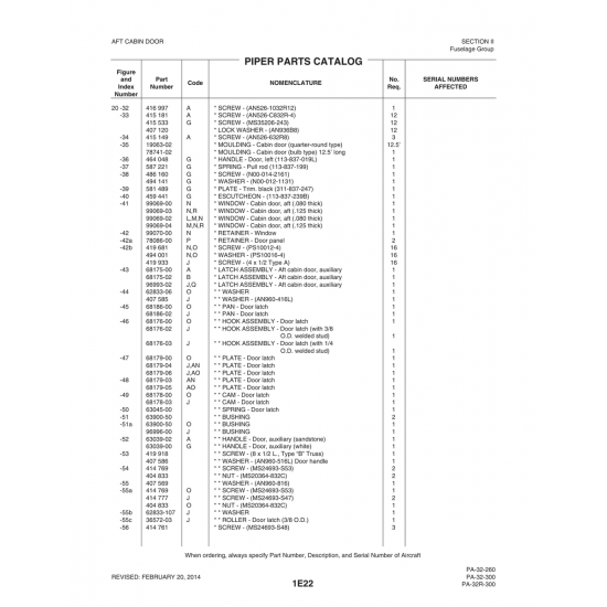 Aviation Part (68186-02) — Piper PA-32-260 Aviation Part (68186-02) — Piper PA-32-260