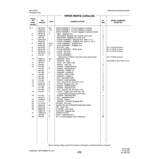 Aviation Part (66793-09) — Piper PA-32-260
