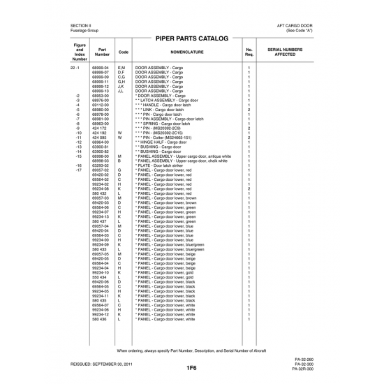Aviation Part (99234-11) — Piper PA-32-260 Aviation Part (99234-11) — Piper PA-32-260