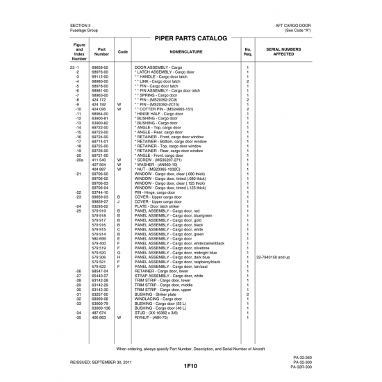 Aviation Part (69706-02) — Piper PA-32-260