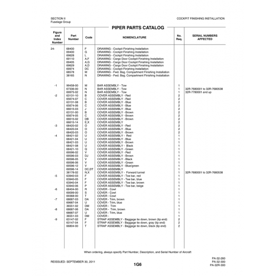 Aviation Part (69596-06) — Piper PA-32-260 Aviation Part (69596-06) — Piper PA-32-260