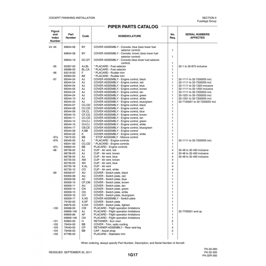 Aviation Part (69359-07) — Piper PA-32-260