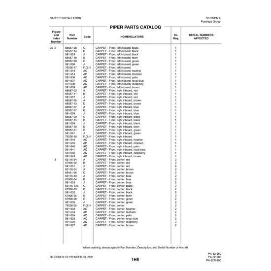 Aviation Part (69421-06) — Piper PA-32-260 Aviation Part (69421-06) — Piper PA-32-260