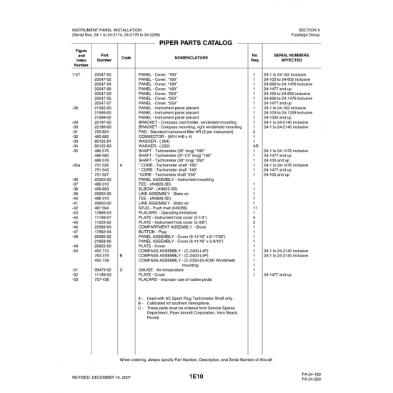 Aviation Part (20622-00) — Piper PA-32-260