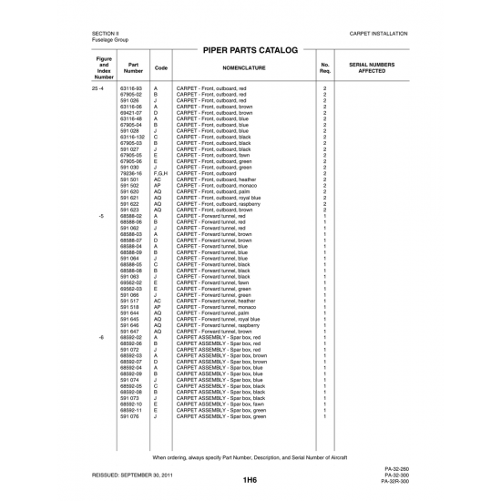 Aviation Part (69562-02) — Piper PA-32-260 Aviation Part (69562-02) — Piper PA-32-260