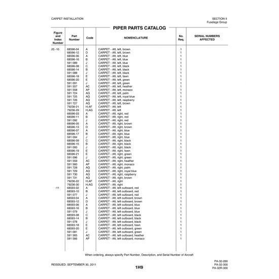 Aviation Part (68596-21) — Piper PA-32-260 Aviation Part (68596-21) — Piper PA-32-260