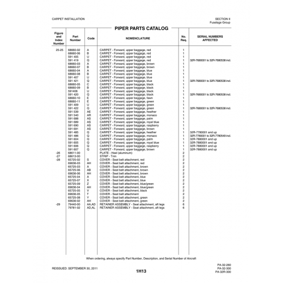 Aviation Part (69636-04) — Piper PA-32-260 Aviation Part (69636-04) — Piper PA-32-260