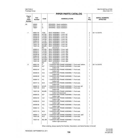 Aviation Part (69408-00) — Piper PA-32-260 Aviation Part (69408-00) — Piper PA-32-260