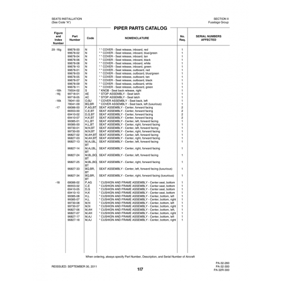 Aviation Part (96827-34) — Piper PA-32-260 Aviation Part (96827-34) — Piper PA-32-260