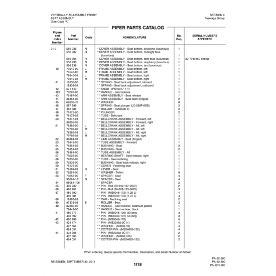 Aviation Part (78361-00) — Piper PA-32-260