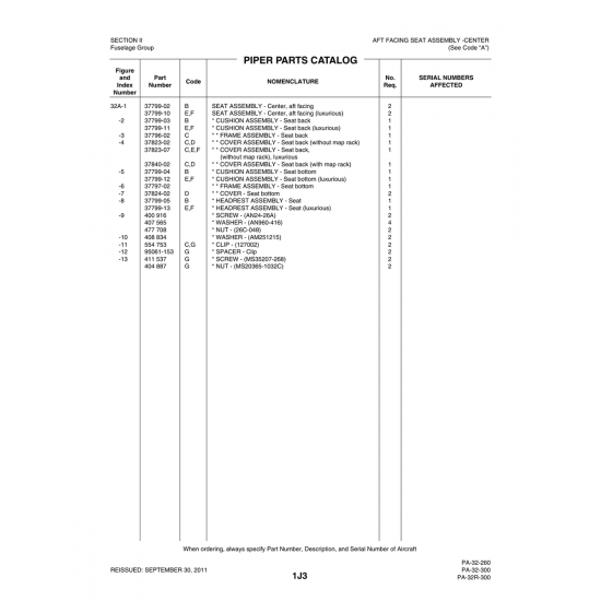 Aviation Part (37799-04) — Piper PA-32-260 Aviation Part (37799-04) — Piper PA-32-260