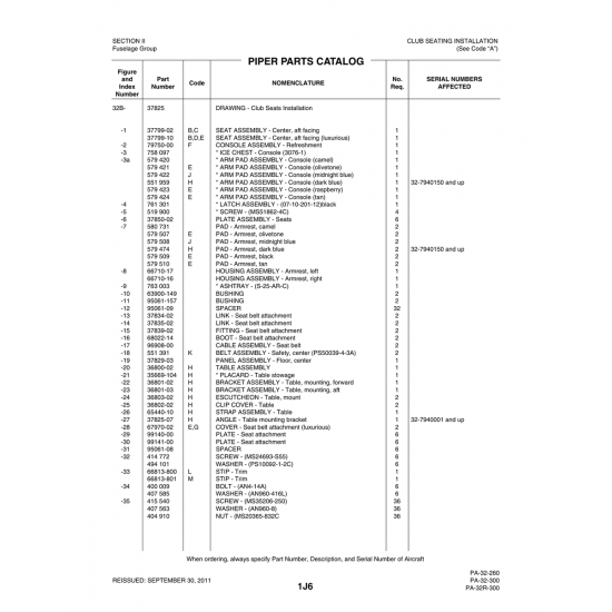 Aviation Part (95061-09) — Piper PA-32-260 Aviation Part (95061-09) — Piper PA-32-260