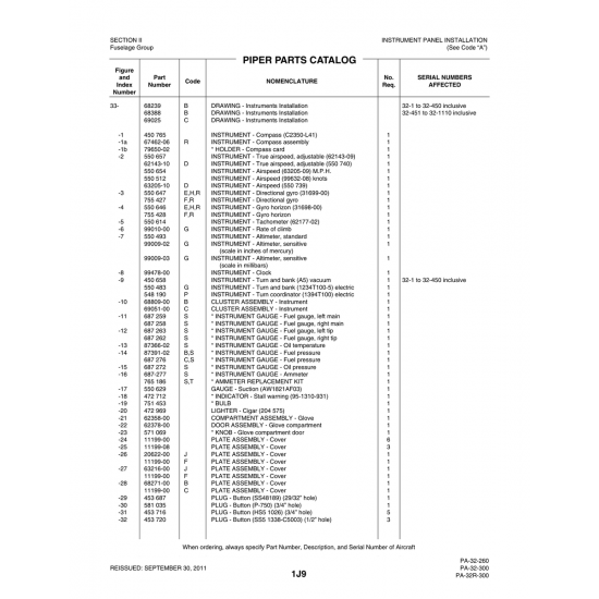 Aviation Part (99009-02) — Piper PA-32-260 Aviation Part (99009-02) — Piper PA-32-260