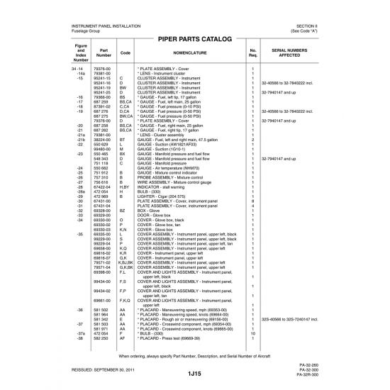 Aviation Part (95241-19) — Piper PA-32-260 Aviation Part (95241-19) — Piper PA-32-260