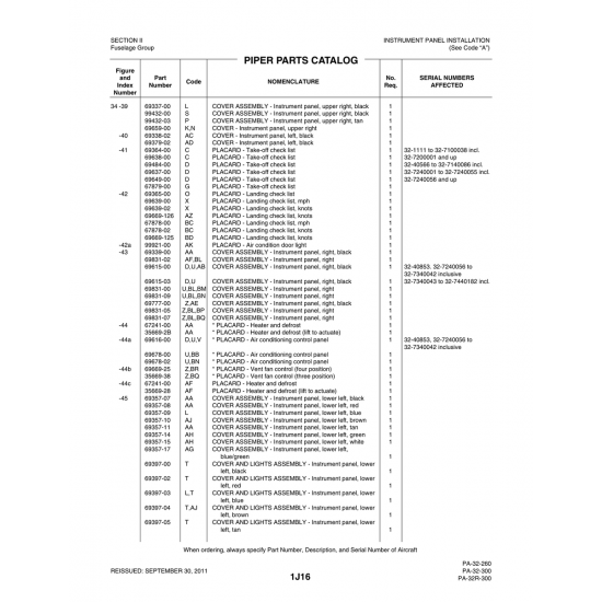 Aviation Part (69357-11) — Piper PA-32-260 Aviation Part (69357-11) — Piper PA-32-260