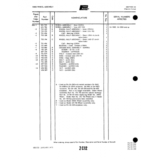 Aviation Part (PA-24-250and) — Piper PA-32-260