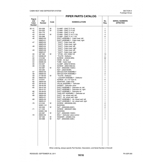 Aviation Part (95061-141) — Piper PA-32-260 Aviation Part (95061-141) — Piper PA-32-260