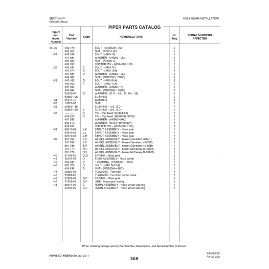 Aviation Part (95061-129) — Piper PA-32-260 Aviation Part (95061-129) — Piper PA-32-260