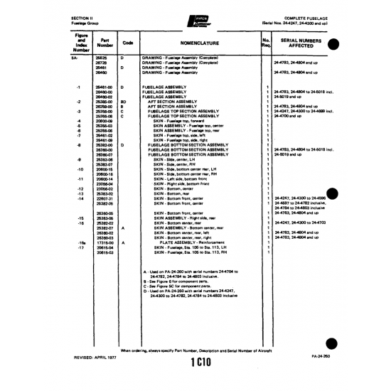 Aviation Part (25382-07) — Piper PA-32-260
