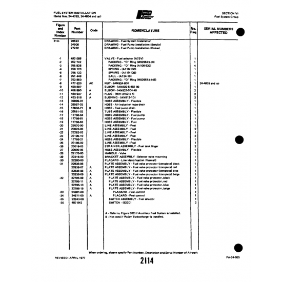 Aviation Part (25661-02) — Piper PA-32-260