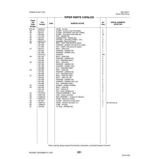 Aviation Part (752-832) — Piper PA-32-260 Aviation Part (752-832) — Piper PA-32-260